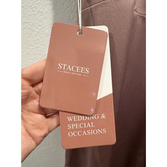 Stacees Women’s Size 10 Pink Dusk Long Bridesmaid Dress V Neck Evening Glam - Picture 7 of 8